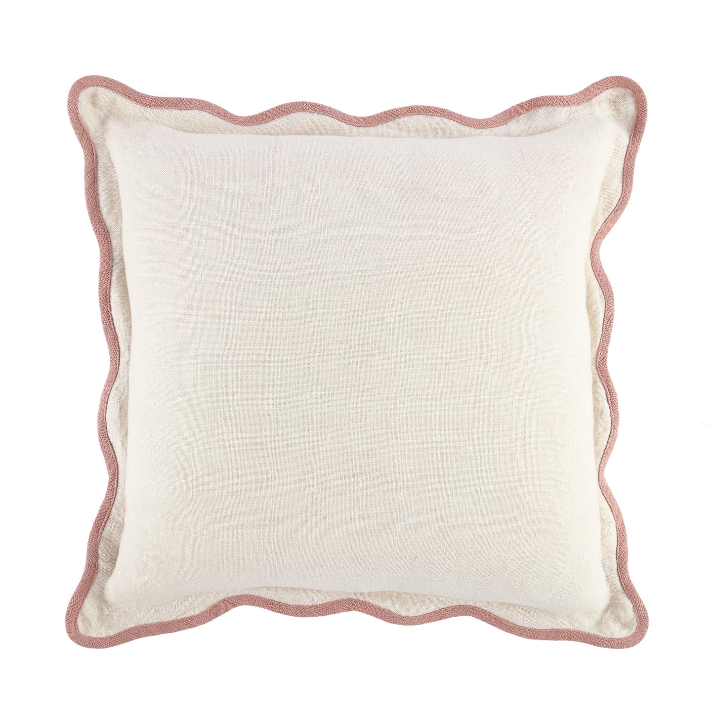 Coussin carré festonné rose poudré Evie Linen
