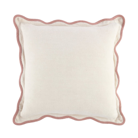 Coussin carré festonné rose poudré Evie Linen
