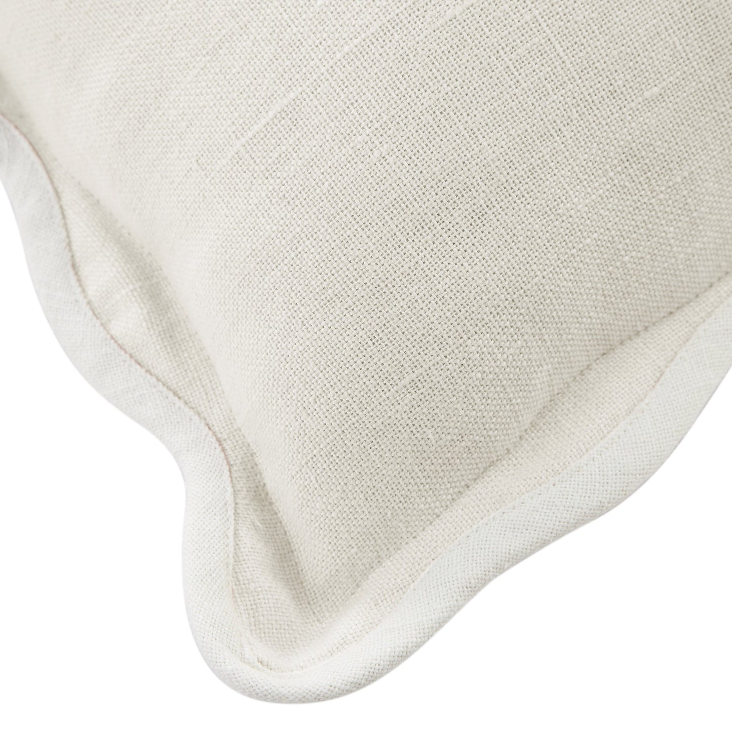 Oreiller rectangulaire festonné blanc en poudre de lin Evie