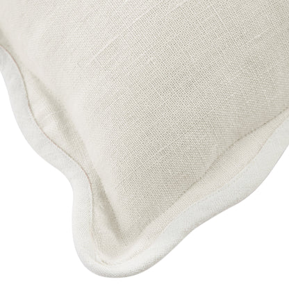 Oreiller rectangulaire festonné blanc en poudre de lin Evie