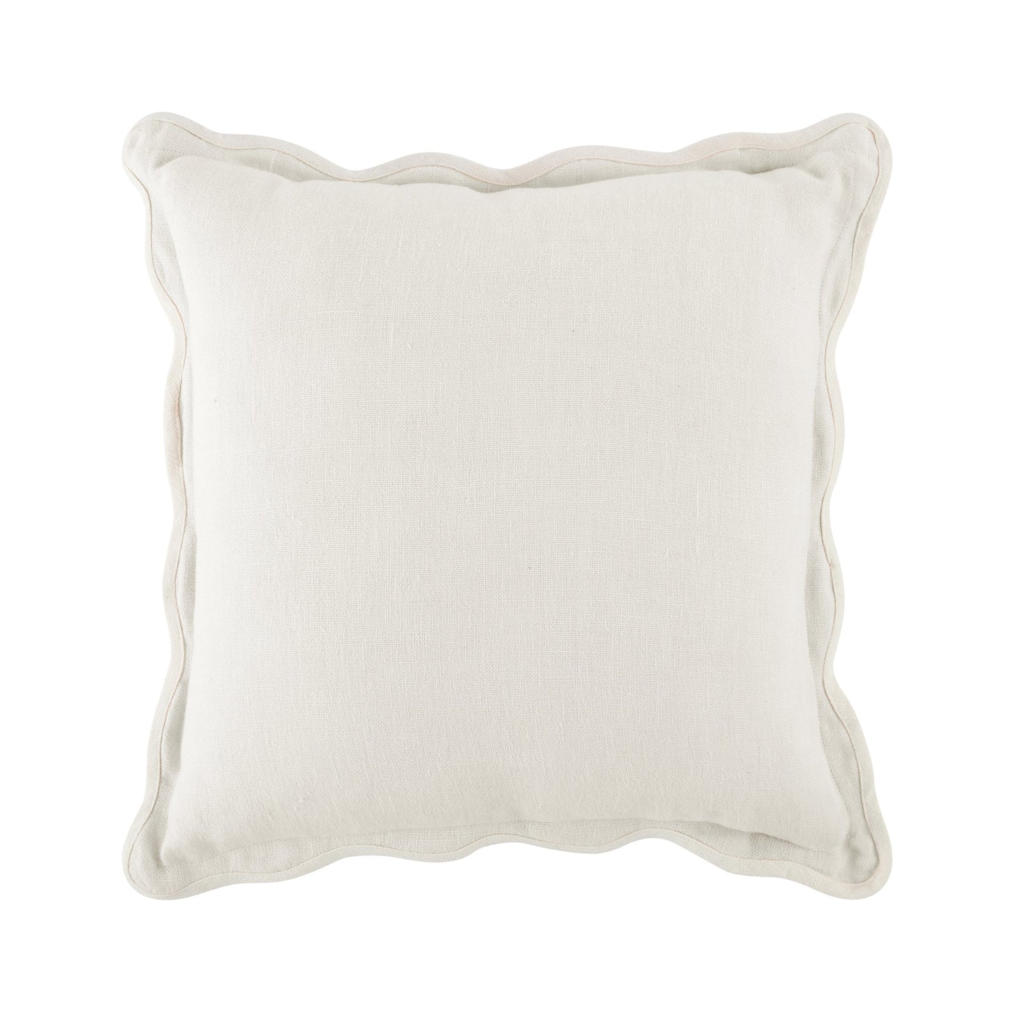 Coussin carré festonné blanc en poudre de lin Evie