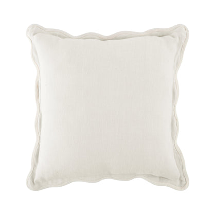 Coussin carré festonné blanc en poudre de lin Evie