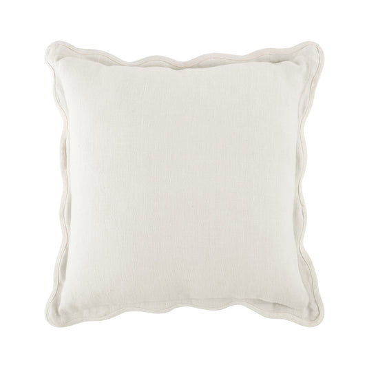 Coussin carré festonné blanc en poudre de lin Evie