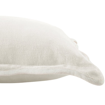 Coussin carré festonné blanc en poudre de lin Evie