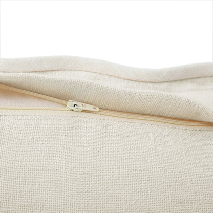 Coussin carré festonné blanc en poudre de lin Evie
