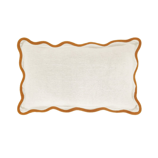 Coussin rectangulaire festonné Evie Linen Butterscotch