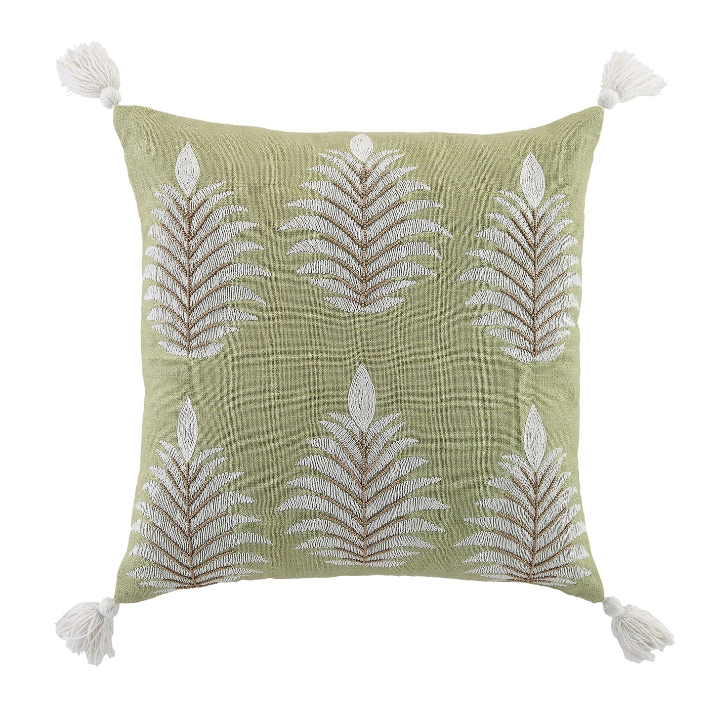 Coussin perlé brodé à la main Vine Collection Green Palms