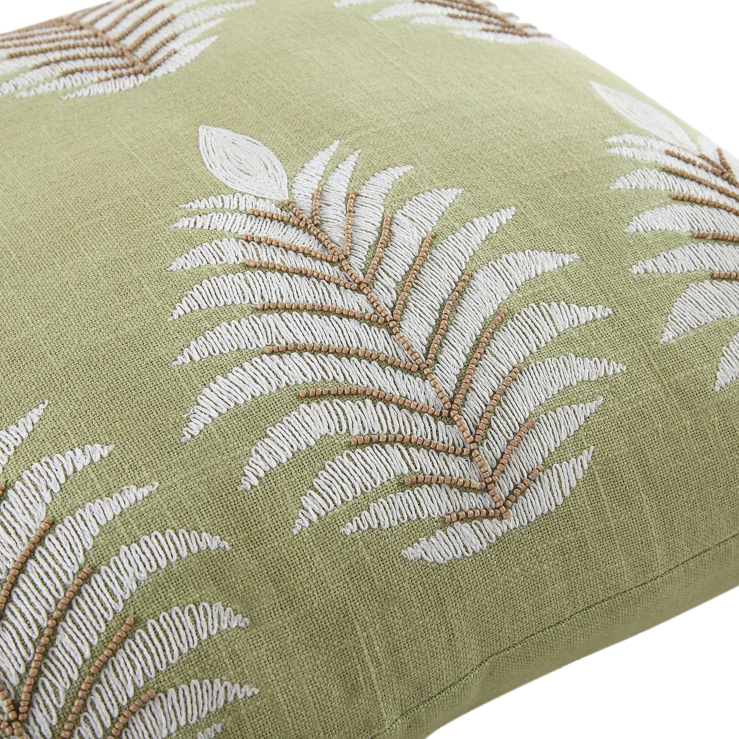 Coussin perlé brodé à la main Vine Collection Green Palms