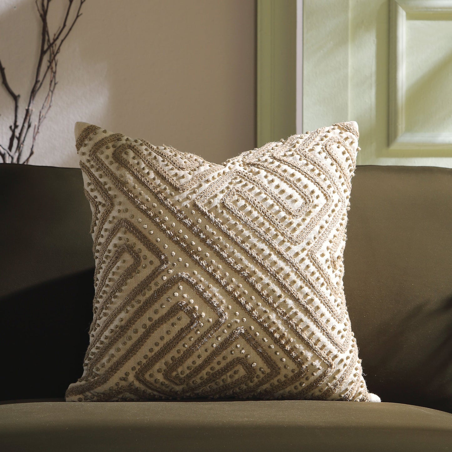 Coussin en corde de jute Inca de la collection Boho