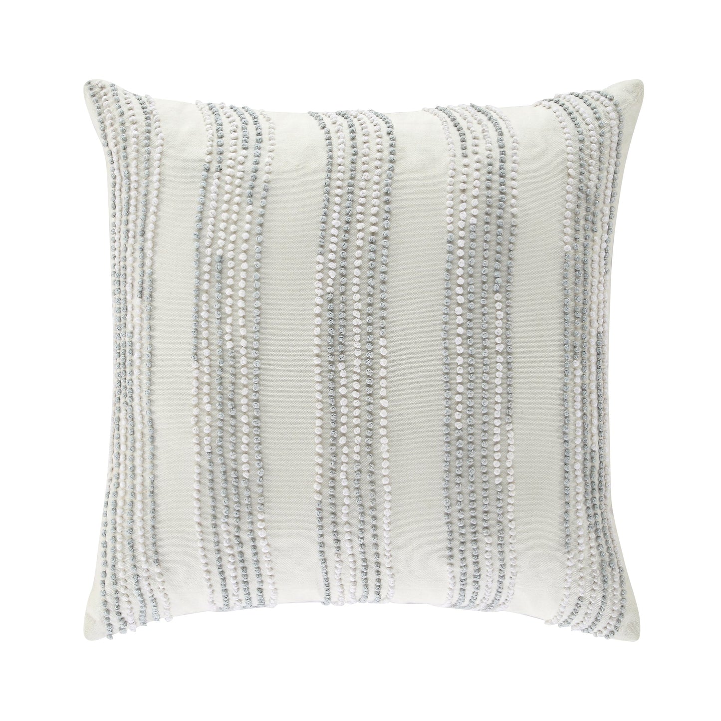 Coussin en coton blanc et bleu à nœud français Laguna de la collection Indigo