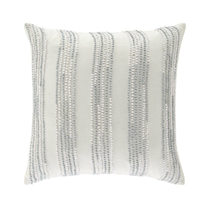 Coussin en coton blanc et bleu à nœud français Laguna de la collection Indigo