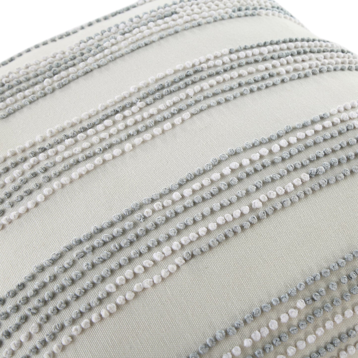 Coussin en coton blanc et bleu à nœud français Laguna de la collection Indigo