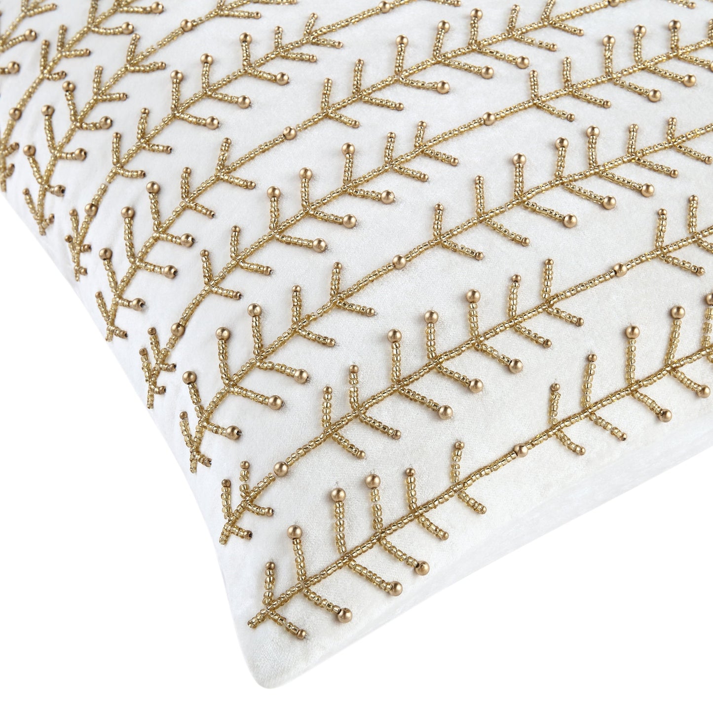 Coussin en velours perlé à la main avec tige linéaire de la collection Luxe
