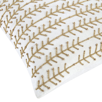 Coussin en velours perlé à la main avec tige linéaire de la collection Luxe