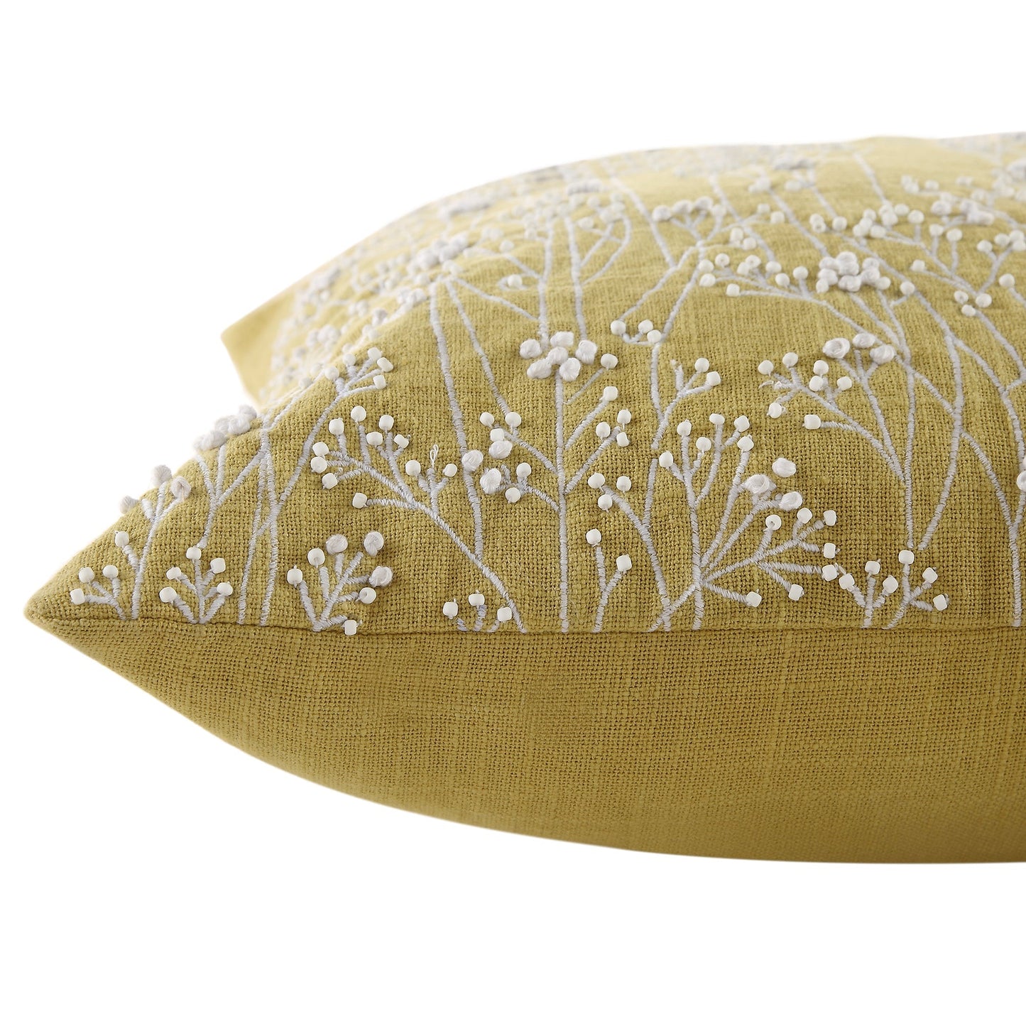 Coussin jaune maïs brodé et perlé à la main