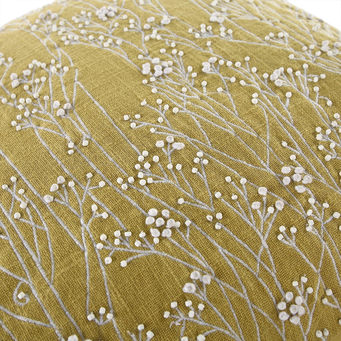 Coussin jaune maïs brodé et perlé à la main