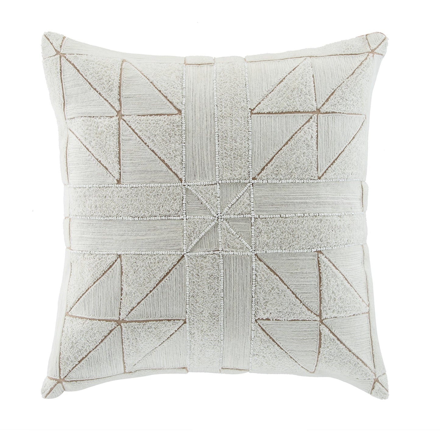Coussin en patchwork Victoria Bouclé et perles faites à la main, collection Luxe