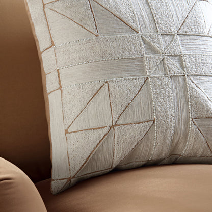 Coussin en patchwork Victoria Bouclé et perles faites à la main, collection Luxe