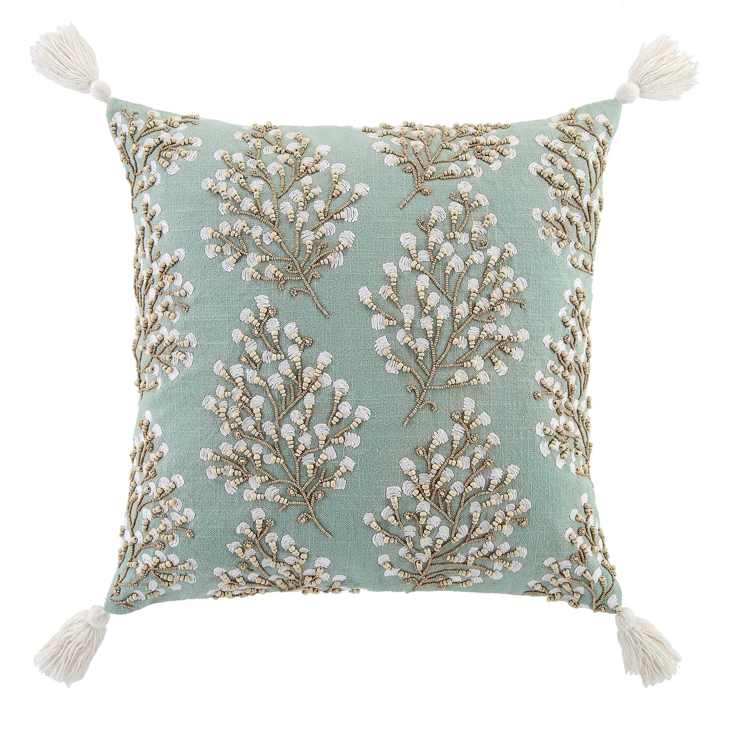 Coussin brodé à la main en perles de la collection Vine Primula