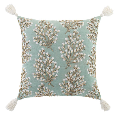 Coussin brodé à la main en perles de la collection Vine Primula