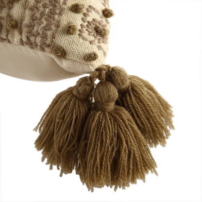 Coussin à pompons style nœud français Savannah de la collection Boho