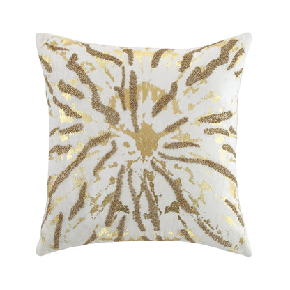 Coussin en velours perlé à la main, motif feuille d'or, collection Luxe Starburst