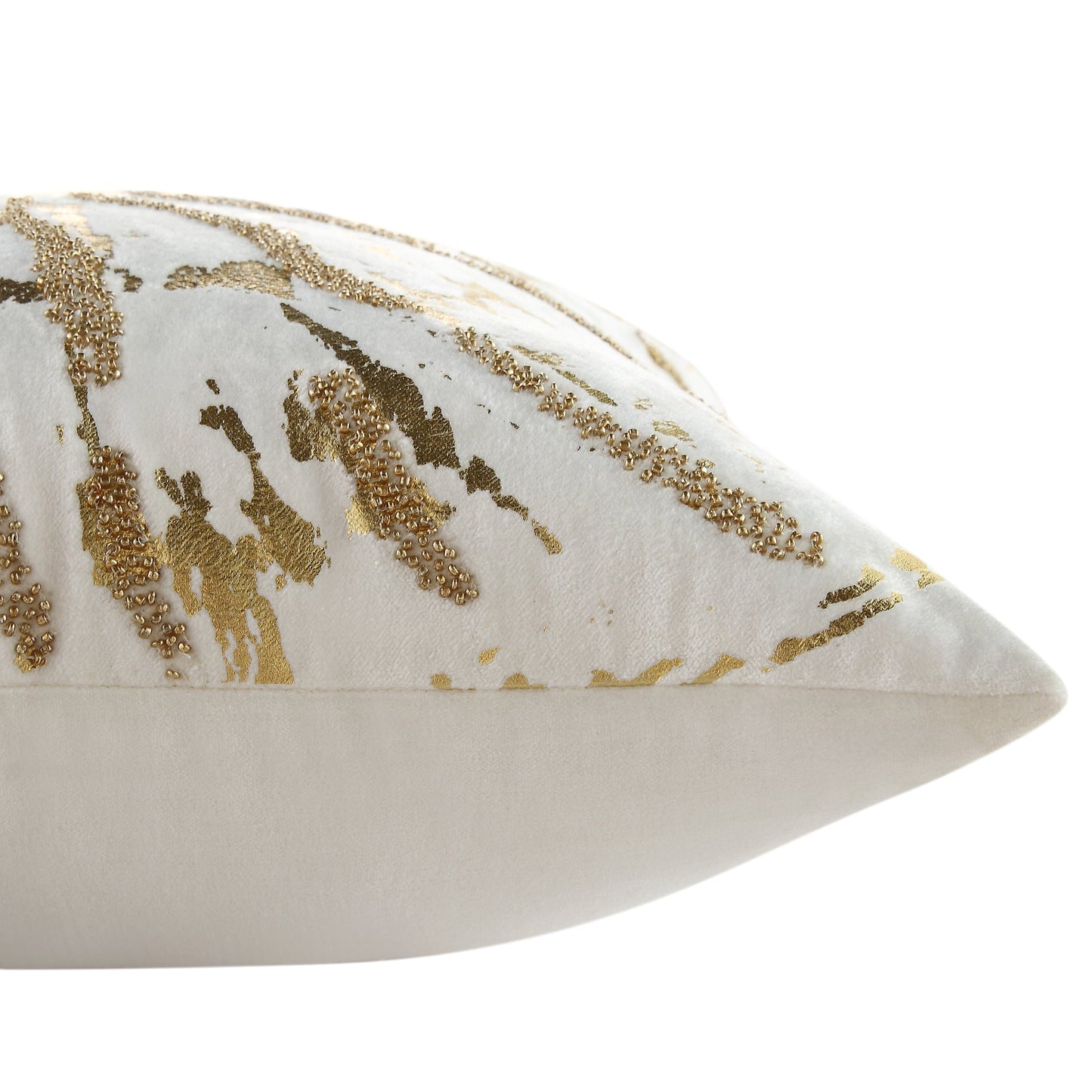 Coussin en velours perlé à la main, motif feuille d'or, collection Luxe Starburst