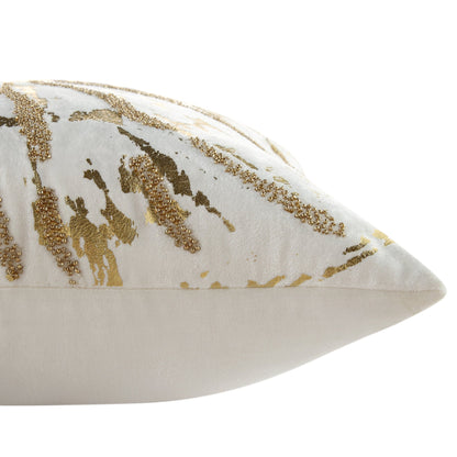 Coussin en velours perlé à la main, motif feuille d'or, collection Luxe Starburst