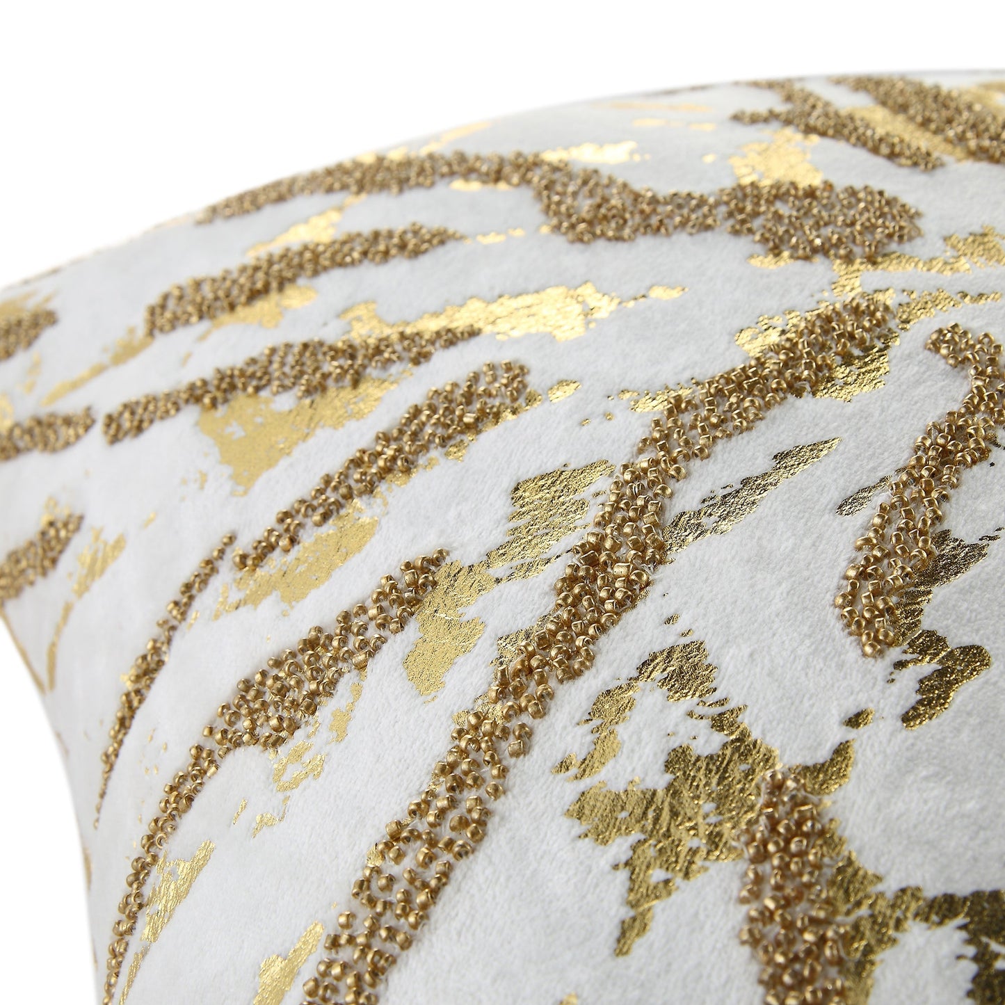 Coussin en velours perlé à la main, motif feuille d'or, collection Luxe Starburst