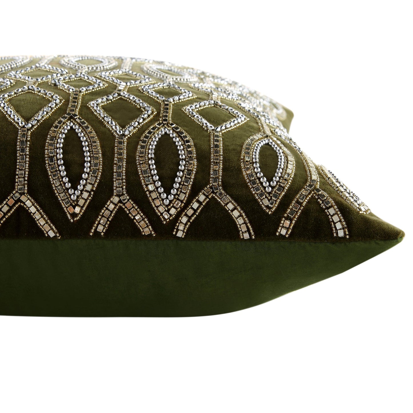 Oreiller en velours de coton et perles Verona de la collection Luxe
