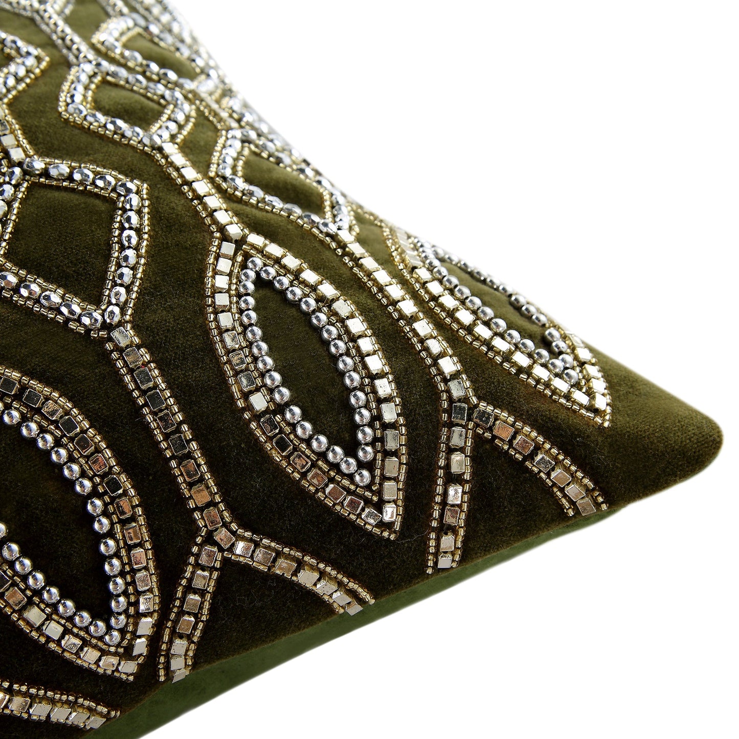 Oreiller en velours de coton et perles Verona de la collection Luxe