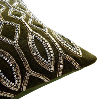 Oreiller en velours de coton et perles Verona de la collection Luxe