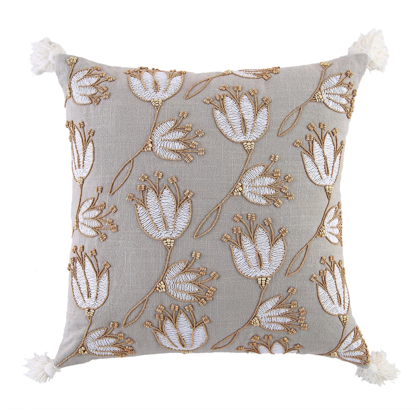 Coussin perlé brodé à la main Vine Collection Wild Lotus