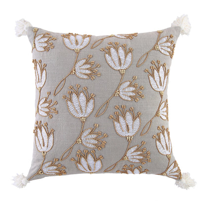 Coussin perlé brodé à la main Vine Collection Wild Lotus