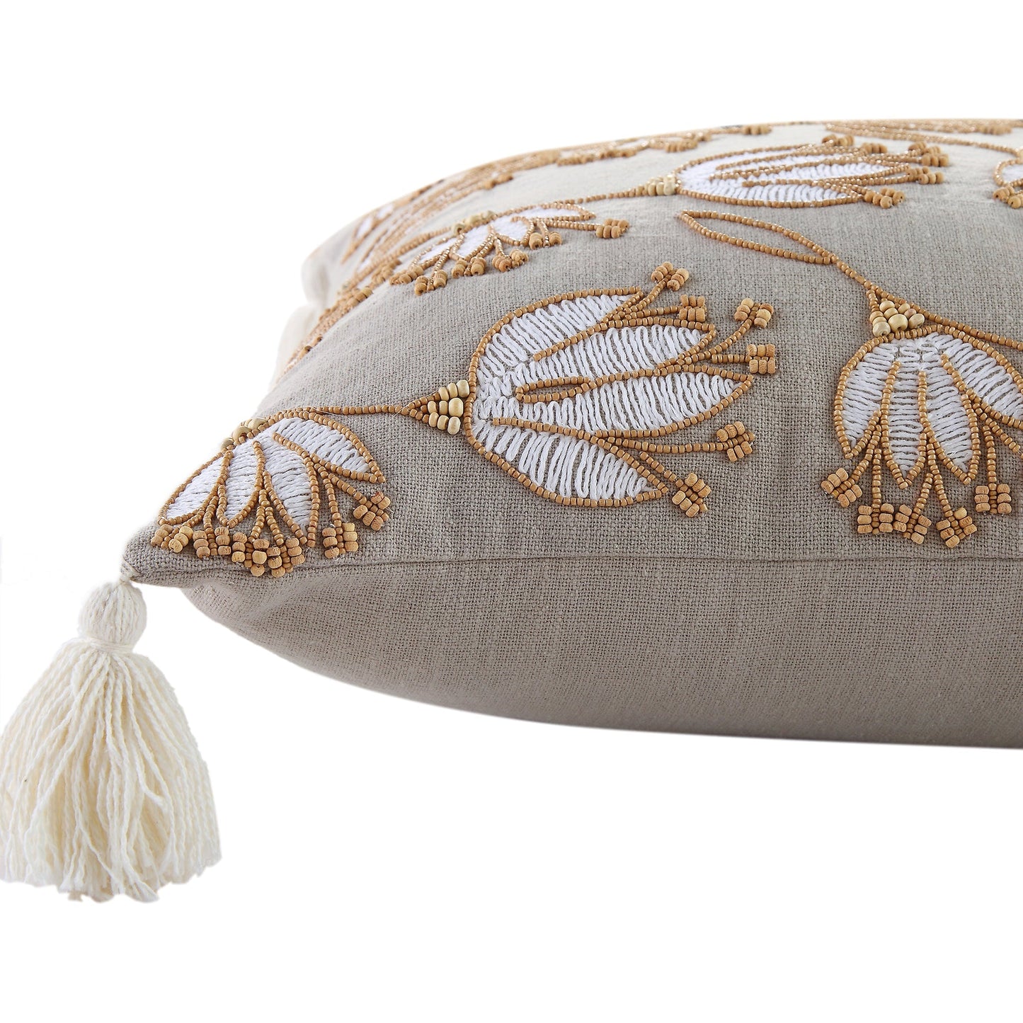 Coussin perlé brodé à la main Vine Collection Wild Lotus