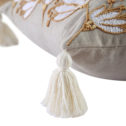 Coussin perlé brodé à la main Vine Collection Wild Lotus