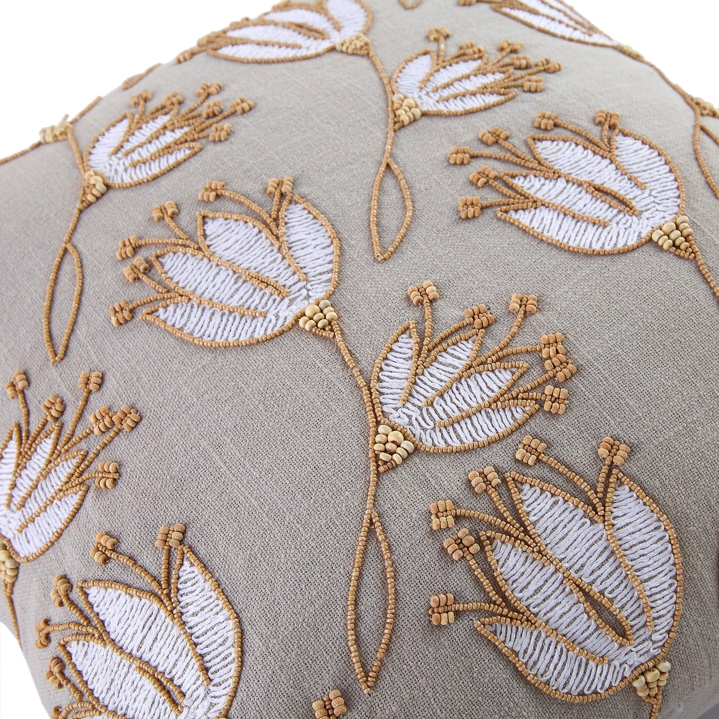 Coussin perlé brodé à la main Vine Collection Wild Lotus