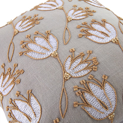 Coussin perlé brodé à la main Vine Collection Wild Lotus