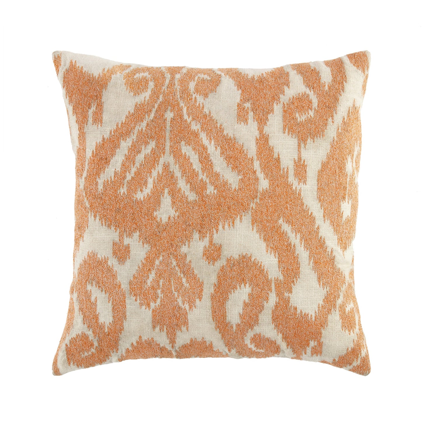 Coussin brodé à la main Ikat Collection Papaye Orange