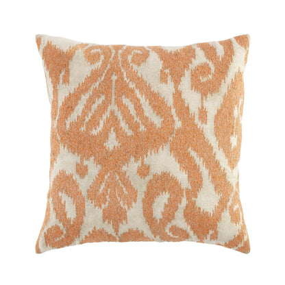 Coussin brodé à la main Ikat Collection Papaye Orange