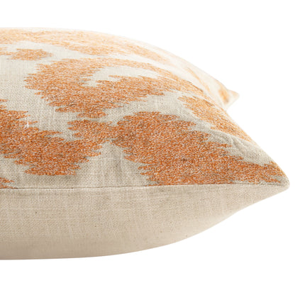 Coussin brodé à la main Ikat Collection Papaye Orange