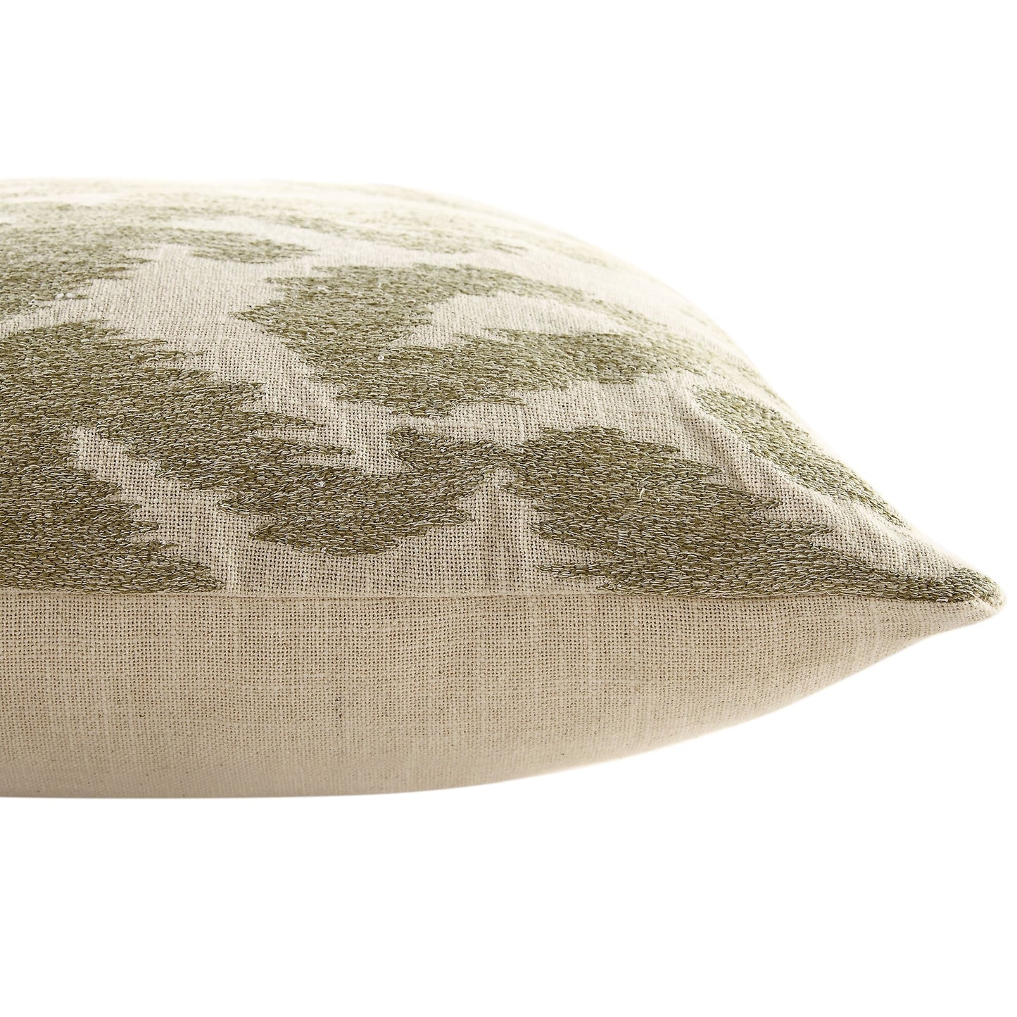 Coussin brodé à la main vert sauge de la collection Ikat