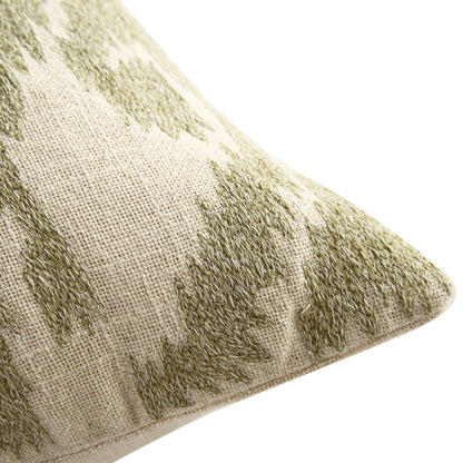Coussin brodé à la main vert sauge de la collection Ikat