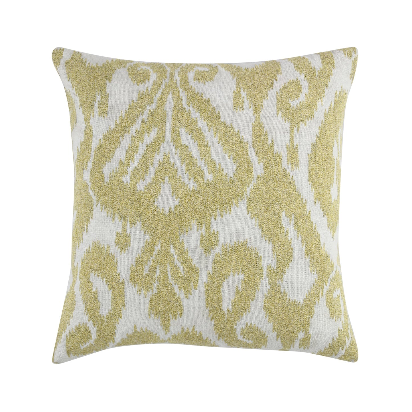 Coussin brodé à la main jaune maïs de la collection Ikat