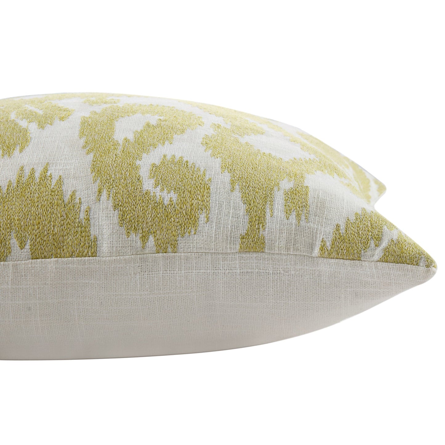 Coussin brodé à la main jaune maïs de la collection Ikat