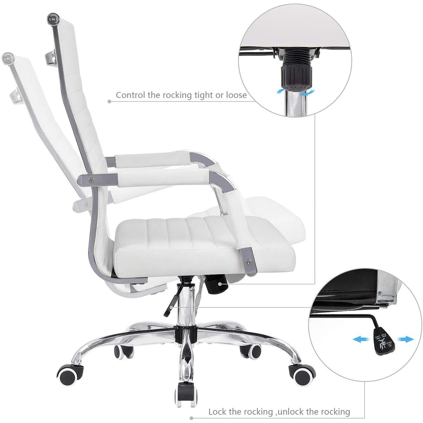 Chaise de bureau côtelée Homall