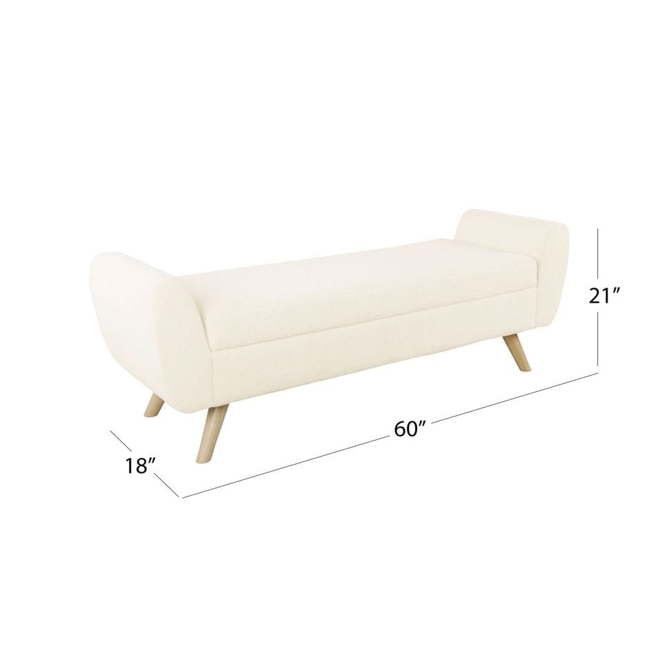 Banc de rangement moderne HomePop en sherpa avec pieds en bois