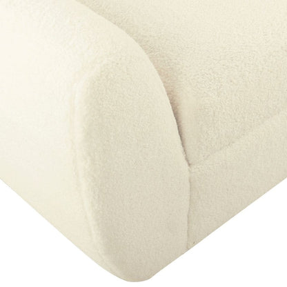 Banc de rangement moderne HomePop en sherpa avec pieds en bois