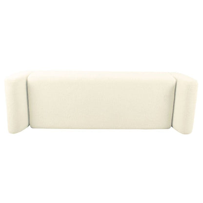 Banc de rangement moderne HomePop en sherpa avec pieds en bois