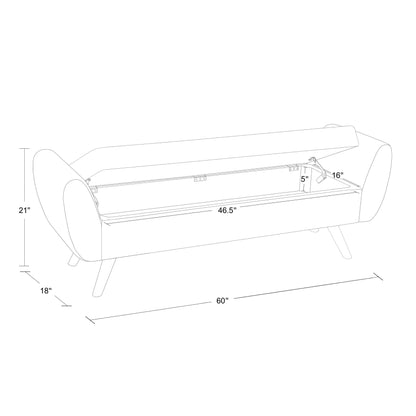 Banc de rangement moderne HomePop en sherpa avec pieds en bois